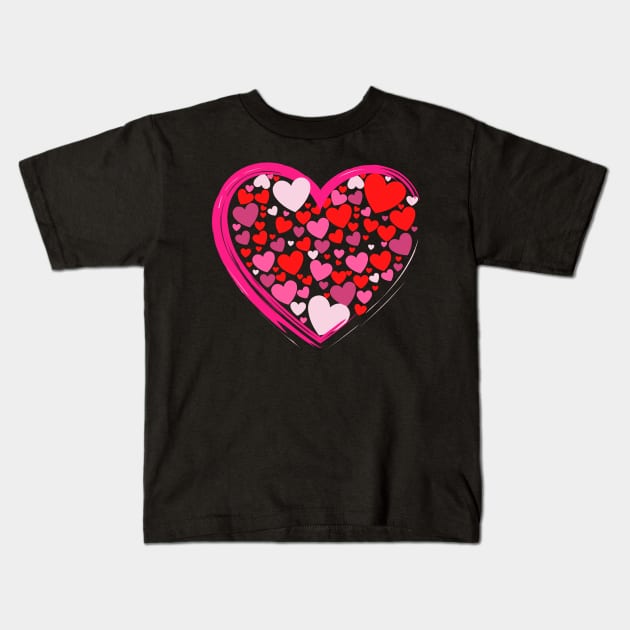 Cute Hearts in a Big Heart Kids T-Shirt by Vooble